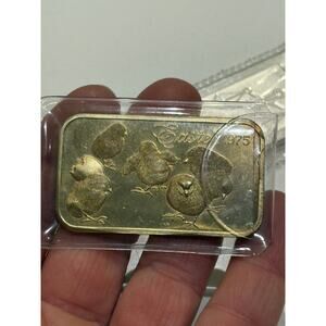 MINT 1975 Easter Chicks Bar 1 Troy oz .999 Fine Silver Madison Mint Bullion